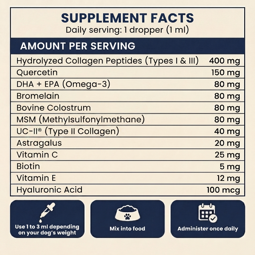 Supplement Facts, per 1 mL dropper