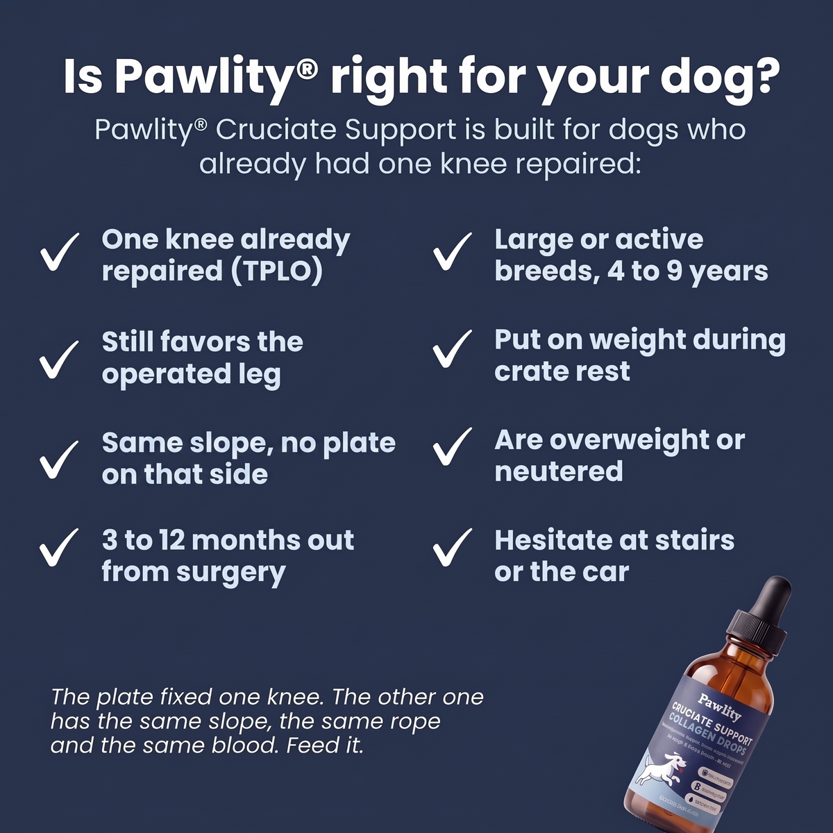 Pawlity® Cruciate Support Collagen Drops: For The Other Knee
